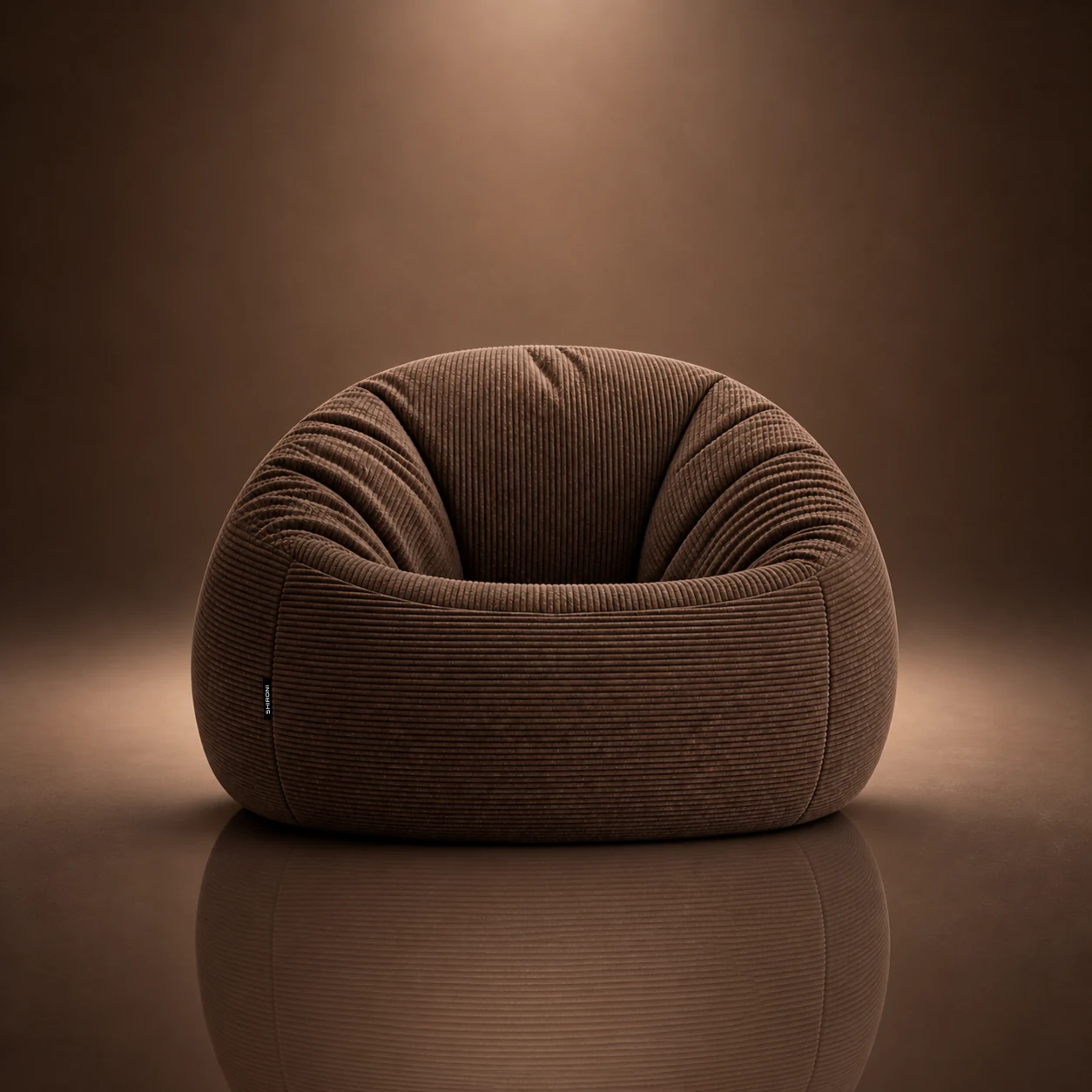 Puff SHIRONI IMOOSHI Marrón en Corduroy Premium, fotografía de estudio